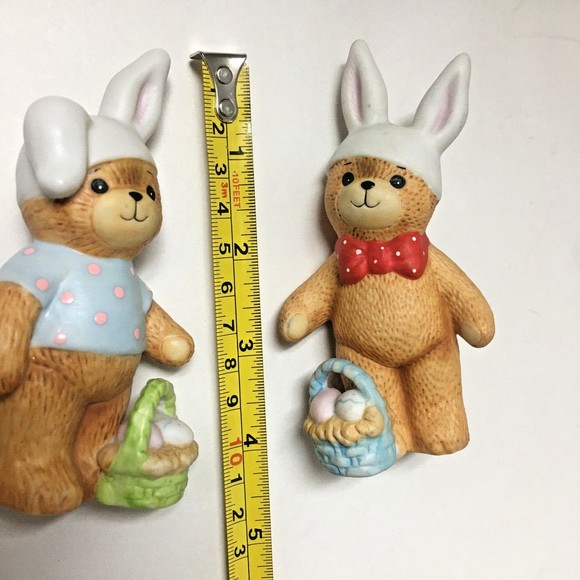Lot of 2 Vintage 1980 ENESCOs Lucy & Me Bears dressed as the Easter Bunny Rabbit - Picture 4 of 4